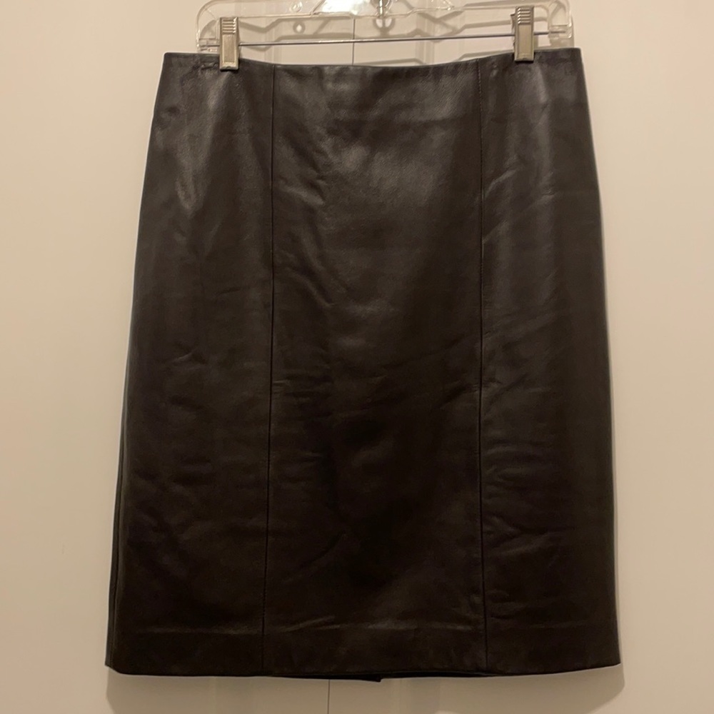 Talbots Leather Pencil Skirt in Dark Brown